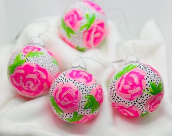 Handpainted Floral Glass Ornament Set: Bright Christmas/Easter Decor