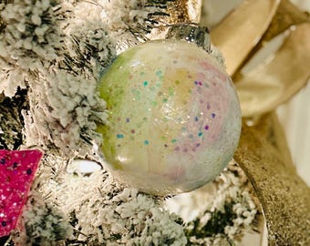Hand Painted Rainbow Glitter Ornament - Large 4" Ball