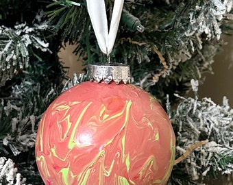 Paint Poured Christmas Ornament Ball: Large One-of-a-Kind