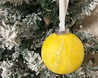 Paint Poured Christmas Ornament Ball: Large 4" Unique Holiday Decor