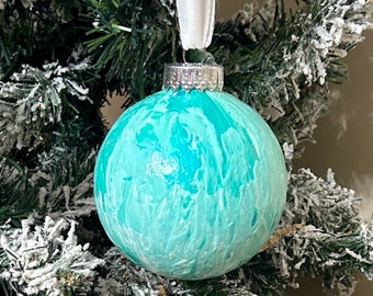 Paint Poured Christmas Ornament Ball: Large 4" Unique Decor