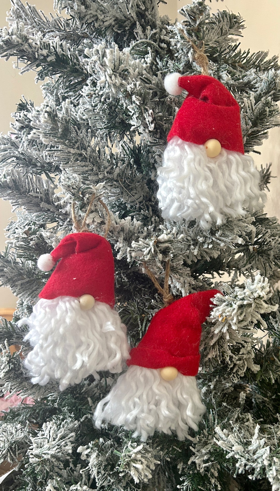Three Piece Set of SANTA Gnome Ornaments. Adorable! - Etsy