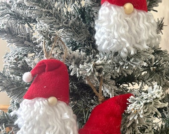 Three piece set of SANTA Gnome ornaments. Adorable!