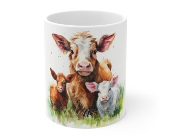 Taza de animales de granja, animales de granja, tazas de granja, decoración de granja, taza de vaca, taza de café de vaca, regalos para agricultores, regalos para amantes de las vacas,