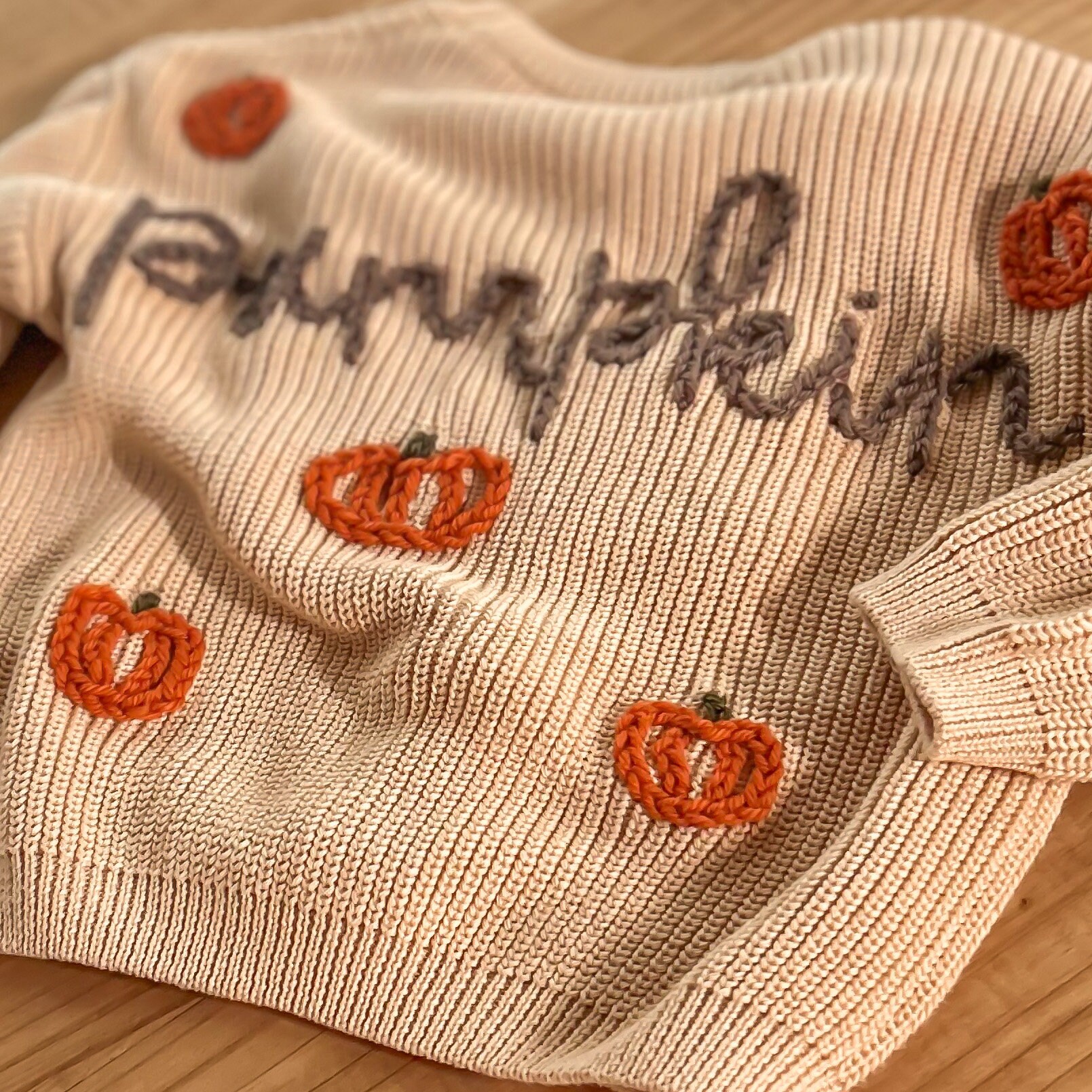 Pumpkin Embroidery Long Sleeve Sweater