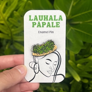 Lauhala Papale Enamel Pin | Ti-Leaf Leipoo Hawaiian Art Pin | Hawaiian Enamel Pin