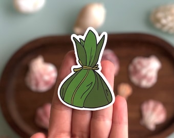 Lau Lau Sticker - vinyl sticker, hawaiian food, luau, hawaiian art, taro, ti leaf