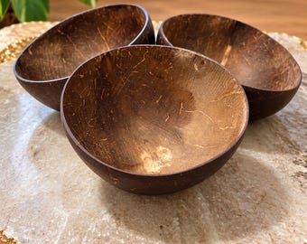 Conjunto de 3 tigelas de kava fabricadas em Fiji