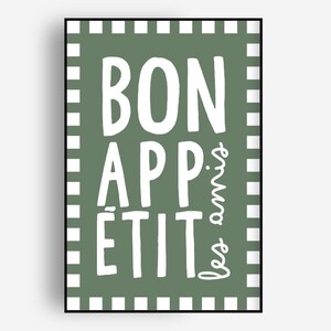 Bon Appétit Les Ami プリント、フレンチ キッチン ウォール アート (デジタル ダウンロード)