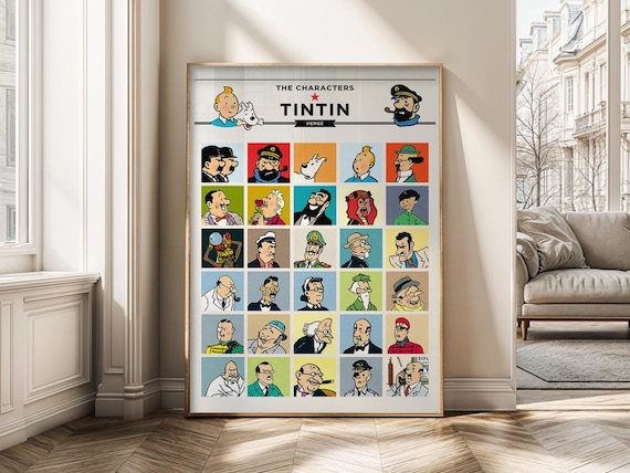 Tintin Characters Vintage Comic Poster: Printable Wall Art