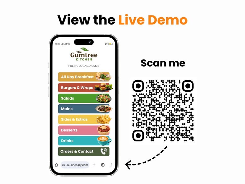 Restaurant QR Code Menu Template, Mobile-First Canva Design image 2