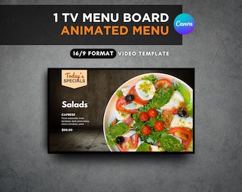 Restaurant TV Menu Board Template, Editable Canva Design