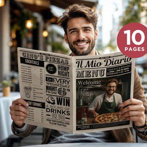 Retro Newspaper Restaurant Menu Template: Editable Diner Menu (Digital Download)
