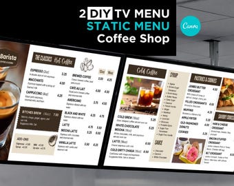 Static Coffee Shop TV Board 16:9 – Digital Display for Cafés & Coffee Bars