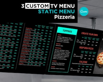 Pizza TV Menu Board – 3 Static Screens | Custom Order