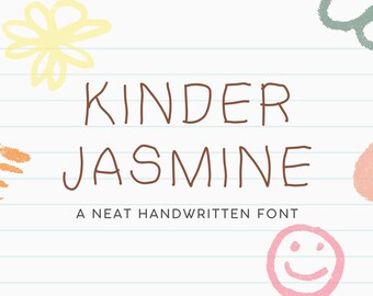 Kinder Jasmine | Neat handwritten font, handwriting font, Font for Goodnote, Digital planner simple font