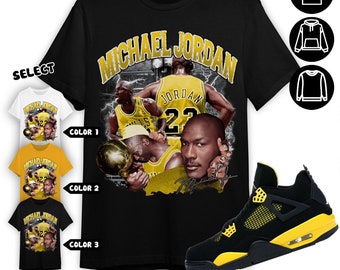 Jordan 4 Thunder Unisex Shirt, Sweatshirt, Hoodie, MJ Stranger, Shirt To Match Sneaker Color Gold