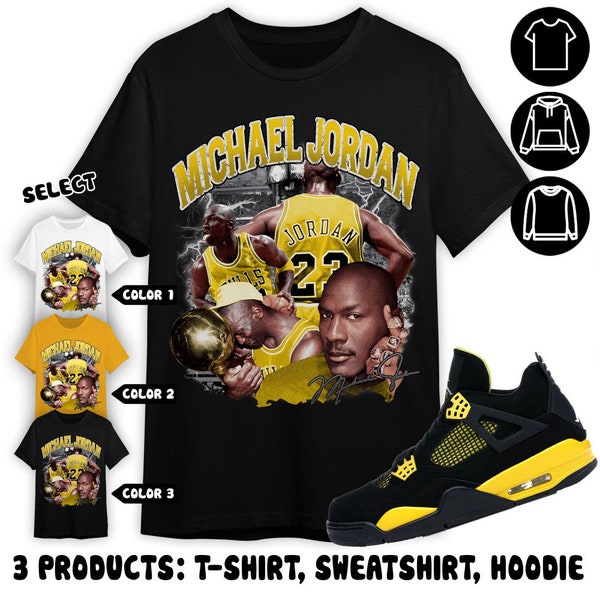 Jordan 4 Thunder Unisex Shirt, Sweatshirt, Hoodie, MJ Stranger, Shirt To Match Sneaker Color Gold