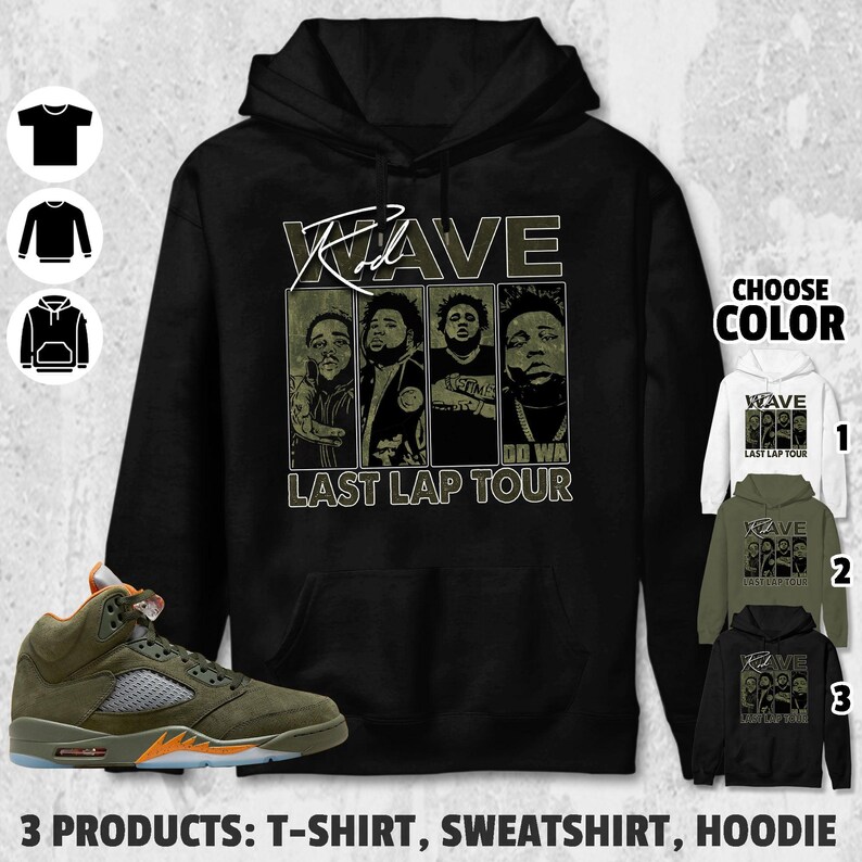 Rod Wave Last Lap Tour Unisex Color Shirt to Match Jordan 5 Olive