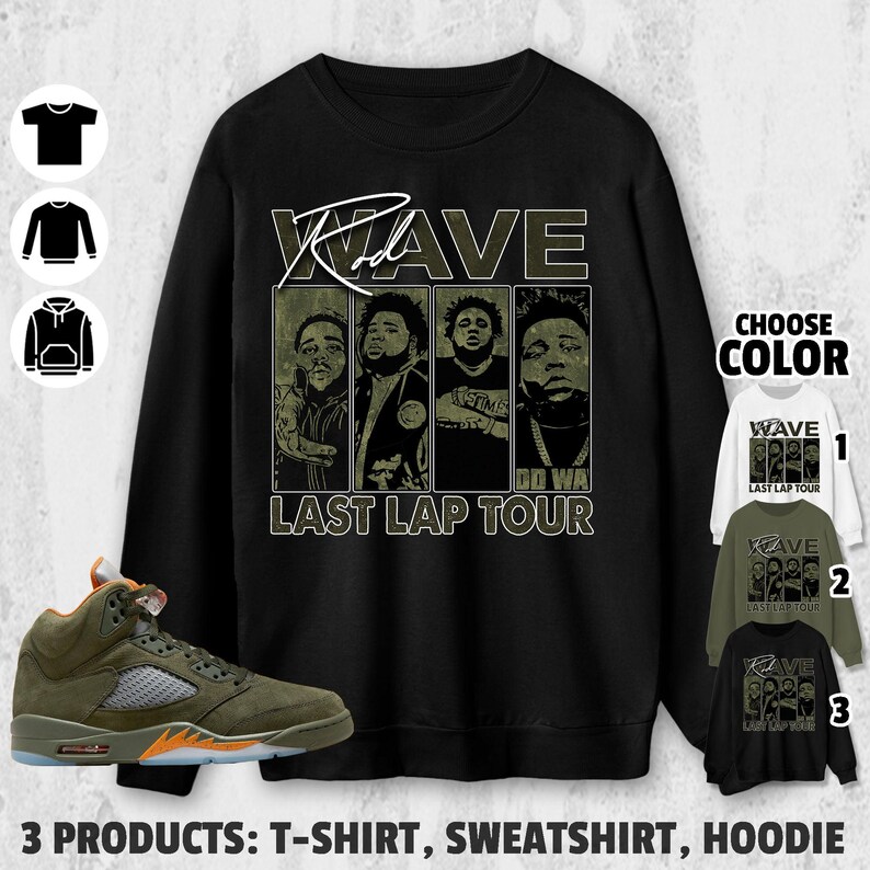 Rod Wave Last Lap Tour Unisex Color Shirt to Match Jordan 5 Olive