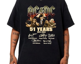 Graphisme Chemise ACDC 1973-2024 51 ans, Chemise Tour 2024, Chemise emblématique du groupe de rock ACDC, Cadeaux pour les fans, Chemise Acdc Band Tour 2024, Chemise Acdc