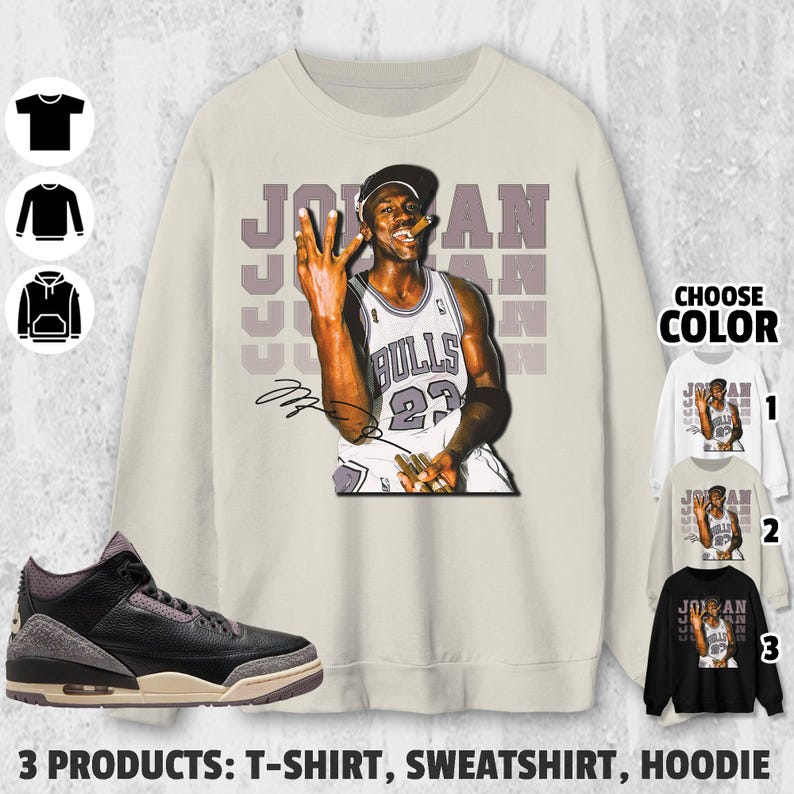 23 Legend Unisex Color Shirt to Match AJ 3 Black Violet Ore, Shirt in