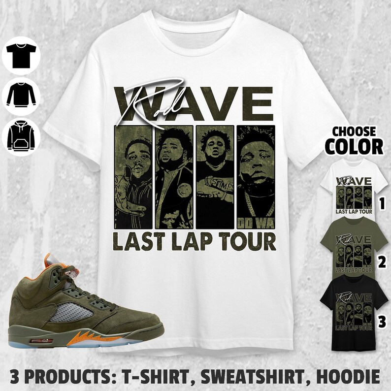 Rod Wave Last Lap Tour Unisex Color Shirt to Match Jordan 5 Olive