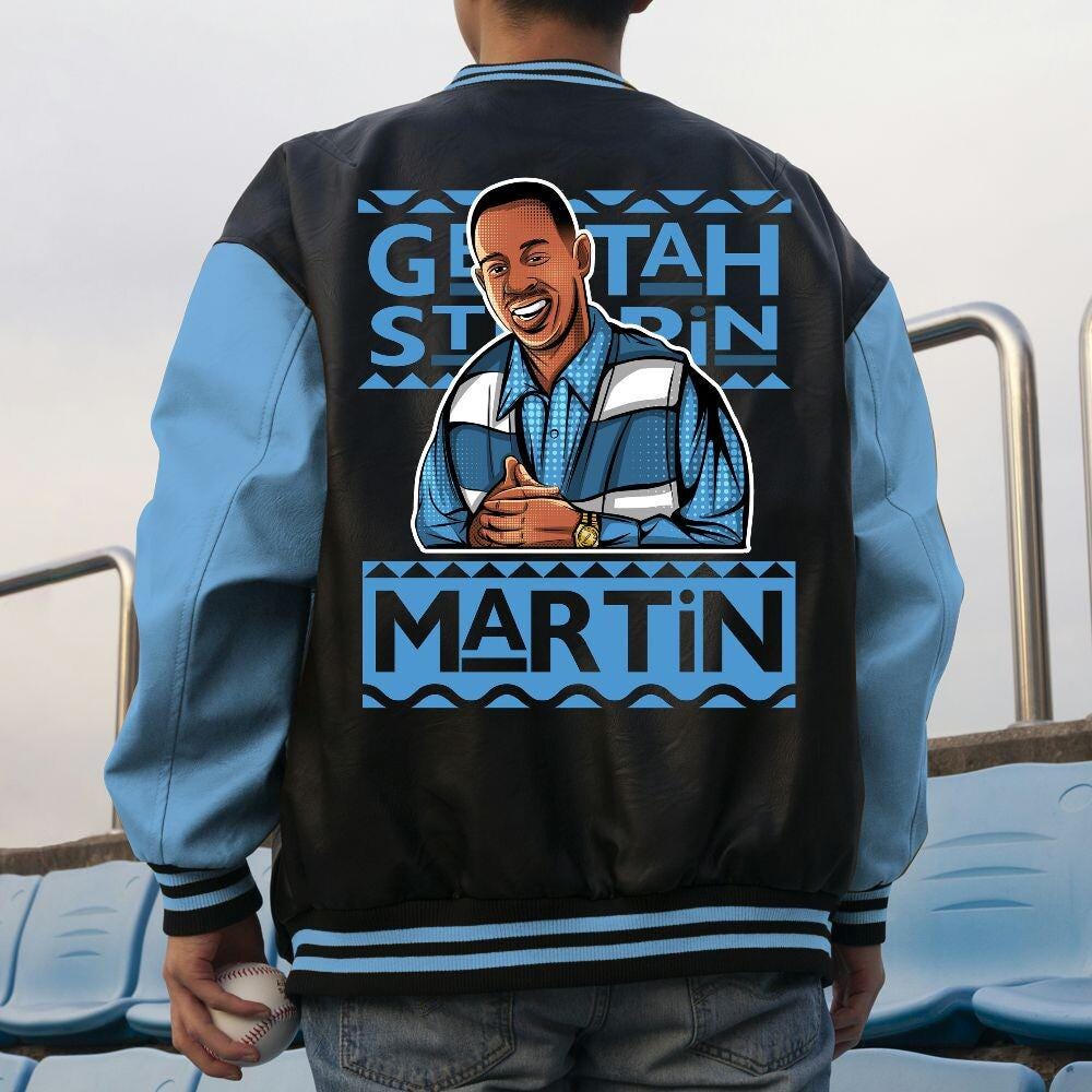 Discover Custom Carolina Blue Unisex Varsity Jacket, Martin Cartoon