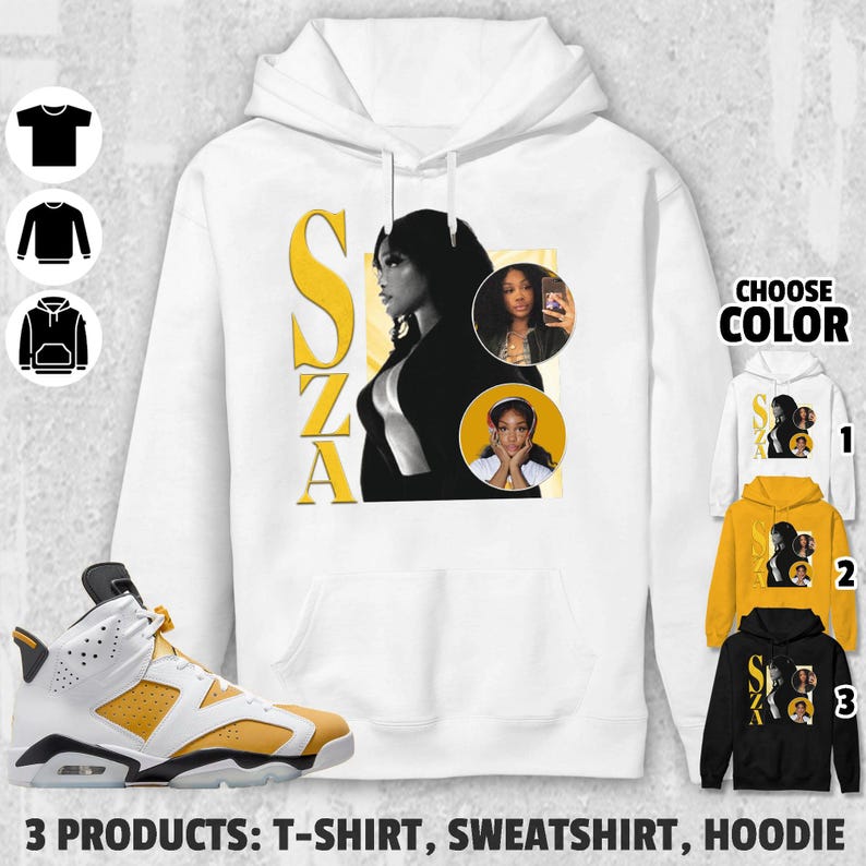 SZA Vintage Unisex Color Shirt to Match Jordan 6 Yellow Ochre, Shirt in