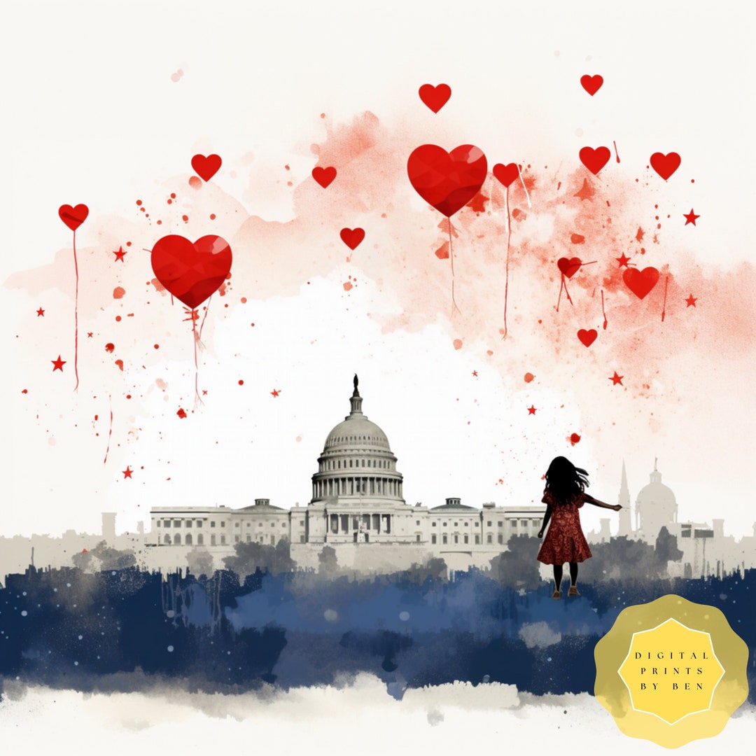 Banksy Wall Art Washington DC Skyline Banksy Canvas Hallway Etsy