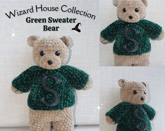 Peluche Oso Suéter Verde Wizard House - Patrón de Ganchillo