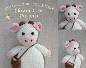 Peluche vache à fleurs - Patron au crochet