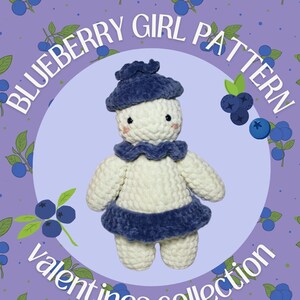 Blueberry Girl Valentine Plushie - Crochet Pattern
