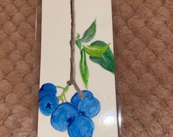 Painted Blueberry, Reading Bookmark with Watercolor