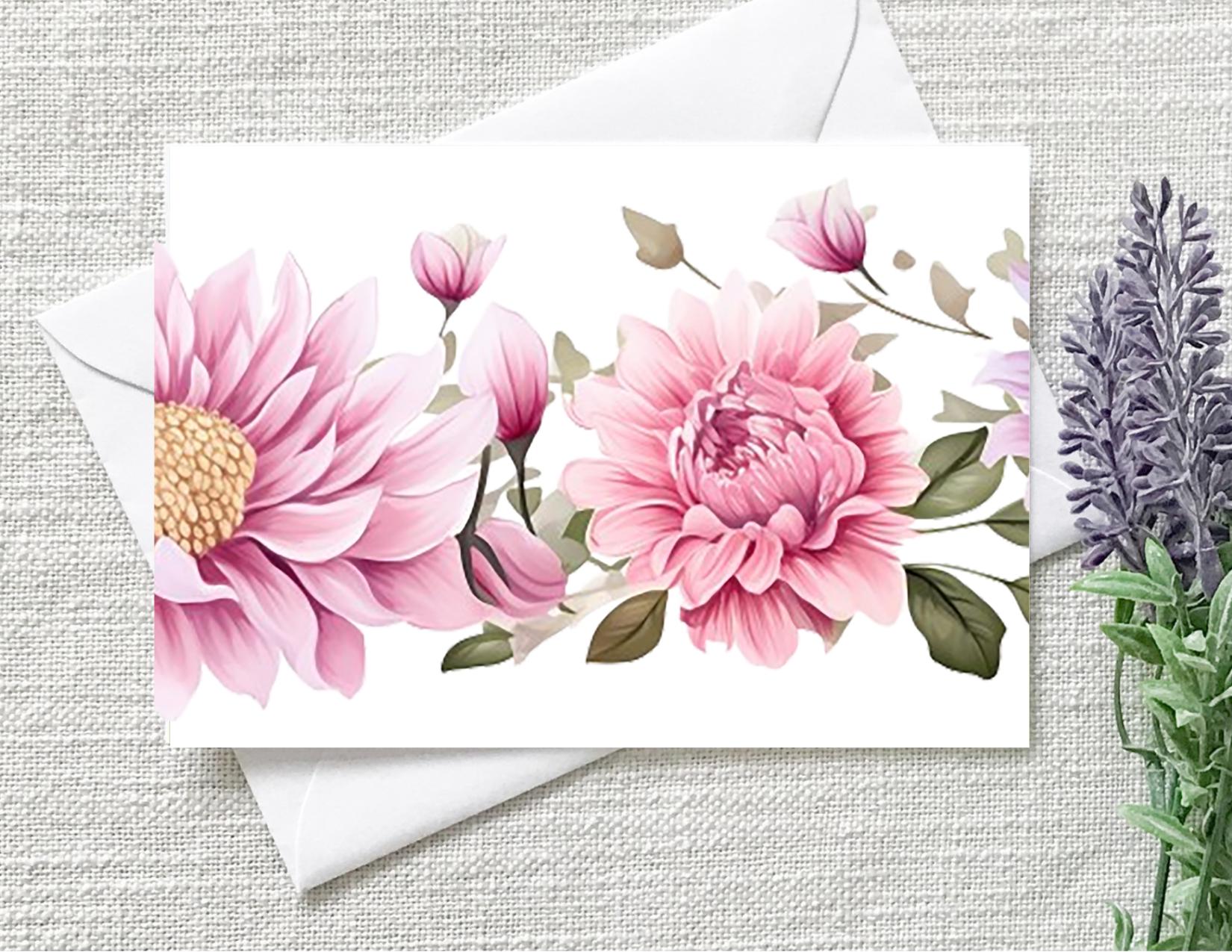 Flower Note Cards, 6 Stationery Pack - Blank Folded Cards With ...