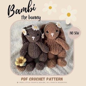 Bambi Kaninen Virkmönster | Ingen sömnad | Kaninplysch och gos | Kaninälskad | Virkat kaninmönster | Amigurumi