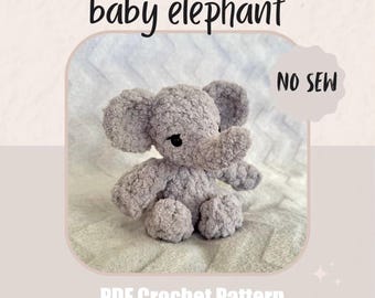 Baby Elephant NO SEW Crochet Pattern | Elephant Plushie | Crochet Elephant Pattern | Amigurumi Elephant