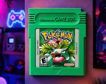 Gameboy Oversized Green Poke Game Cartridge Display | Retro Gaming Decor | Gamer Room Shelf Decor | Video Game Collector Gift