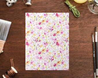 Clay Transfer Sheets  - Clay Transfer Paper, Pink Watercolor Florals , Polymer Clay Transfer Sheet Paper