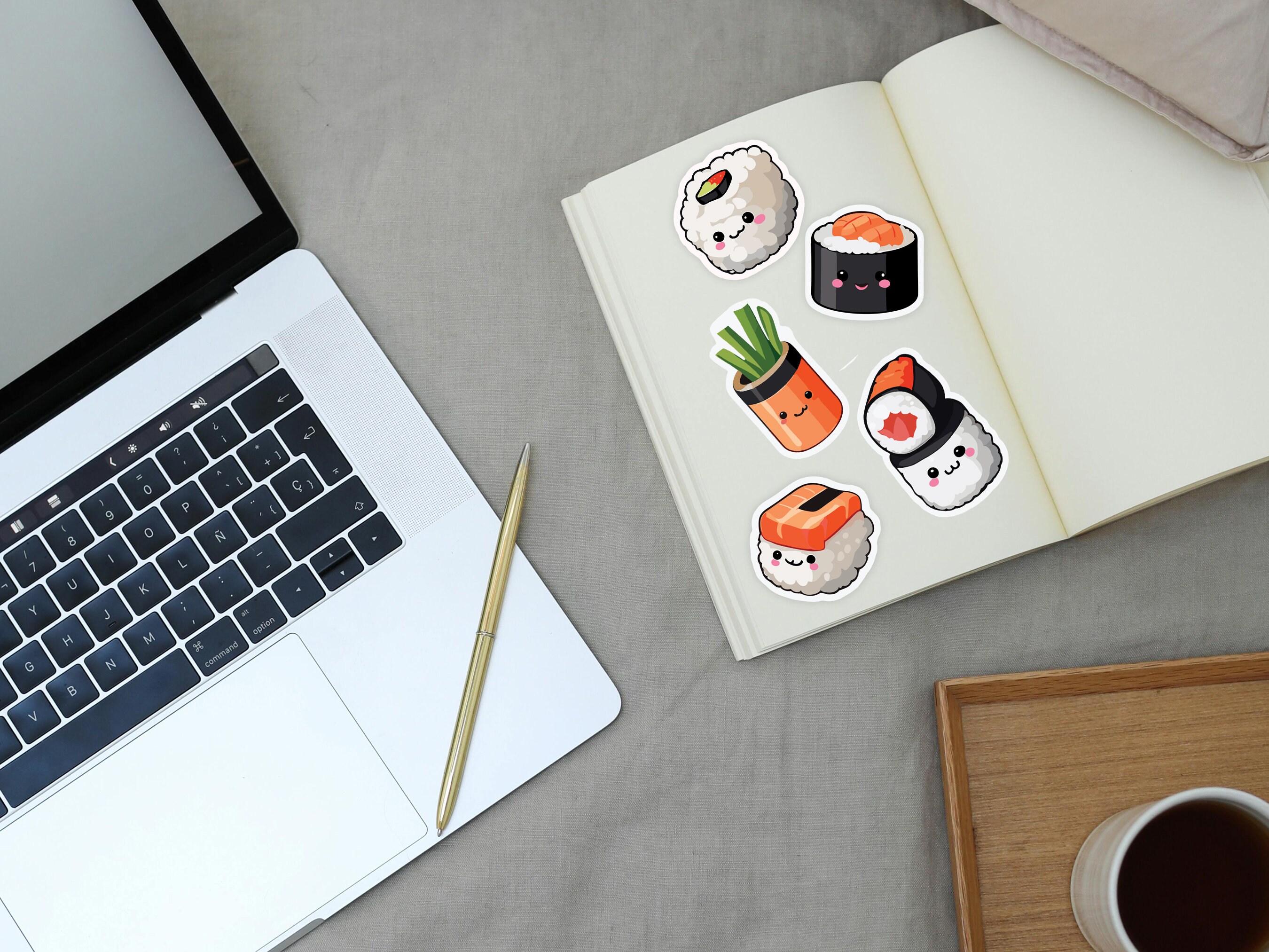 Cute Kawaii Sushi Clip Art Printable Digital Download Vector Art