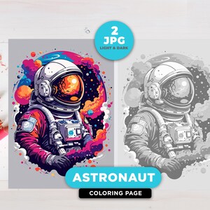 Astronaut Coloring Page Instant Download Grayscale Coloring Adults coloring Pages Kids Coloring Pages Space Colouring Book
