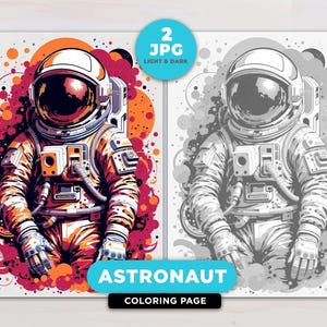 Astronaut Coloring Page Instant Download Grayscale Coloring Adults coloring Pages Kids Coloring Pages Space Colouring Book