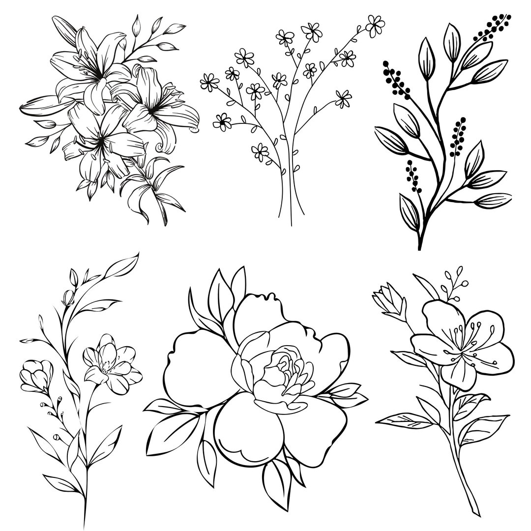 2-colouring-pages-of-flowers-for-kids-children-2-page-and-more-etsy