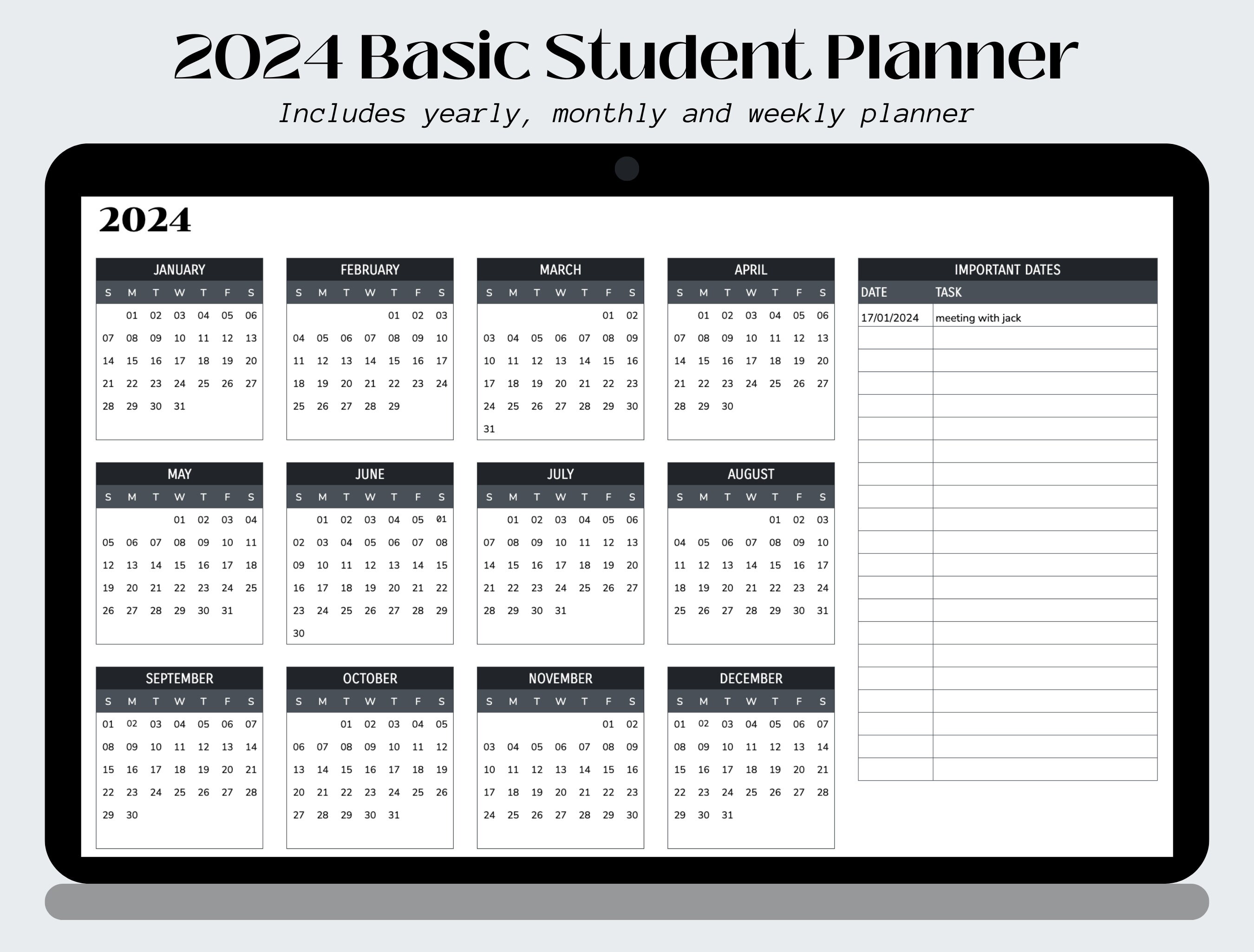 Google Sheets Student Planner Basic Minimalist Assignment - Etsy Australia