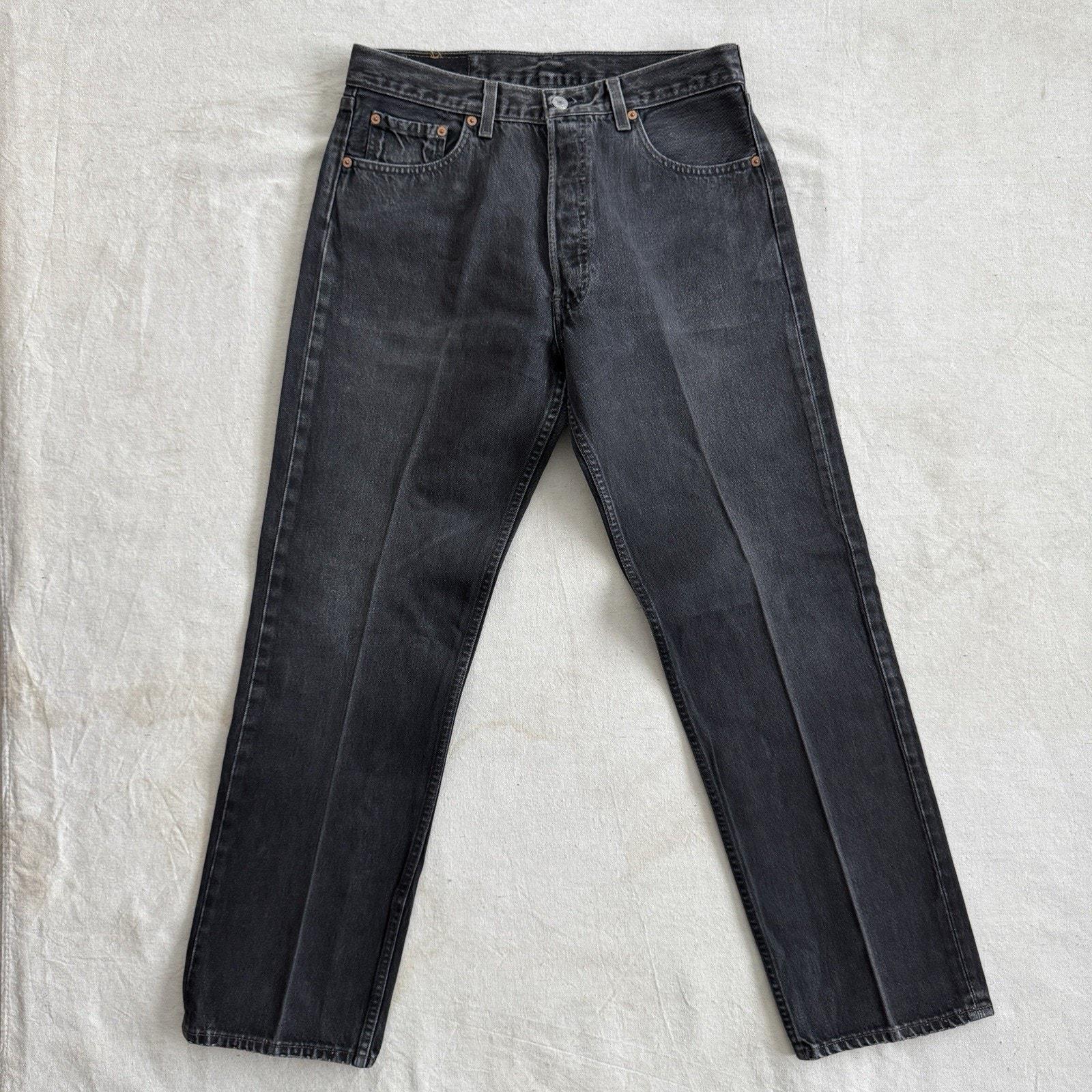 LEVI’S / 08501 black denim pants 90s Levi's 501 Black Denim Jeans Pants XX 31 30 Button Fly Made in
