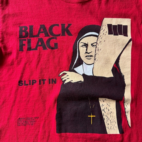 Vintage 2000s Y2K Black Flag Slip It in Nun Punk Band SST T-shirt