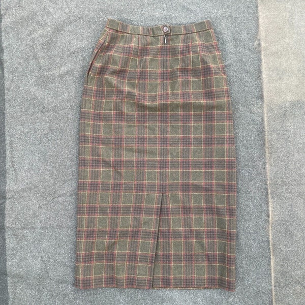 Pendleton Skirt Dress Women 6 Brown Tartan Plaid Maxi Length Virgin Wool USA VTG