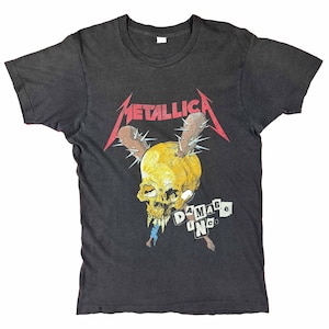 1987 Jaren 80 Metallica Pushead Damage Inc Tour Metal Rock Band T-shirt groot vervaagd Joy Division Cradle of Filth Slayer Death
