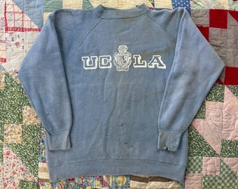 True Vintage 50s 60s Champion Reverse Weave Running Man UCLA University of Los Angeles California Gusset Sweatshirt Medium