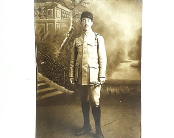 Ancienne photo française de la 1ère guerre mondiale des années 1910, France, rare portrait en noir et blanc, objets de collection de la Première Guerre mondiale, carte postale française